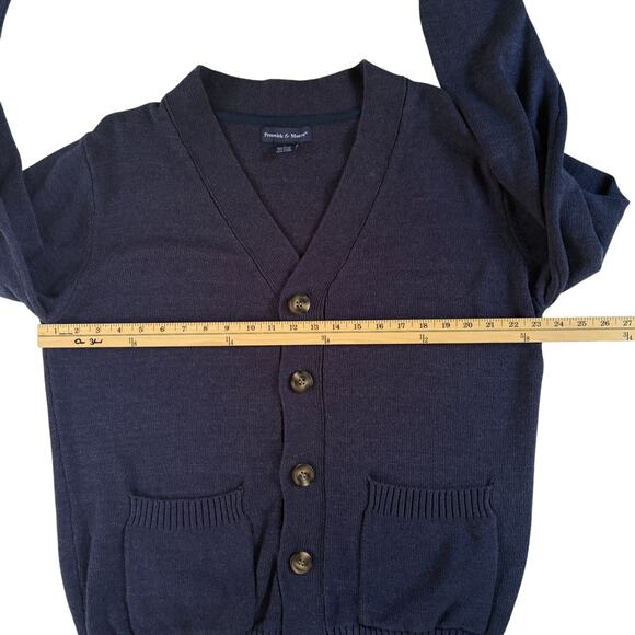 Cardigan Sweater Mens Large Blue Button Front Long Sleeve Grandpa Old Man Grunge - Picture 7 of 8